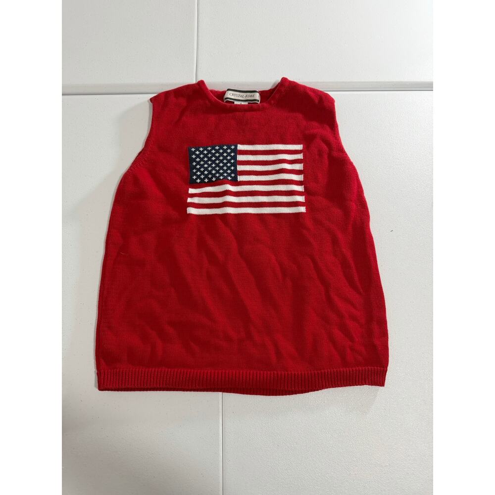 American Flag Knitted Cotton Sleeve less sweater size XL